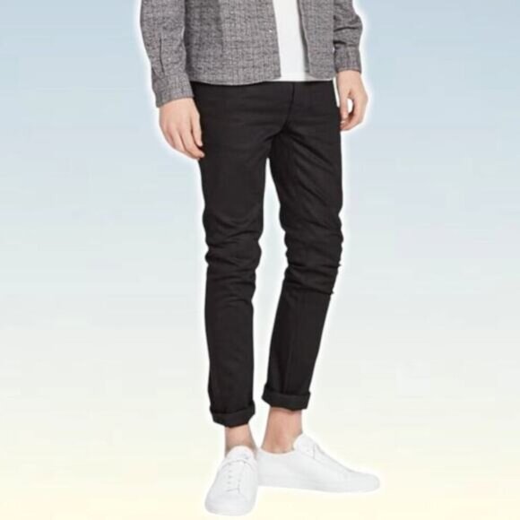 NUDIE JEANS Grim Tim Black Ring Women's Slim Straight Jeans 31 Stretch Denim - Picture 1 of 10